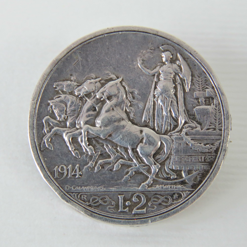 A silver Italian 2 Lira Vittorio Emanuel