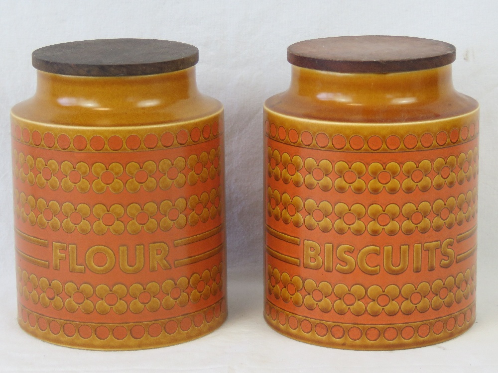 A pair of Hornsea "Saffron" storage jars