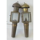 A pair of miniature brass 'coachlamps' e