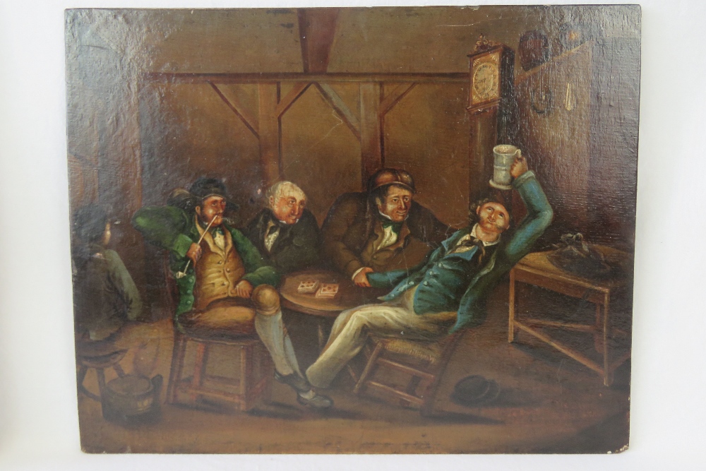 Oil on panel; a gentleman in tavern drin - Image 2 of 3