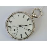 A HM silver open face pocket watch havin