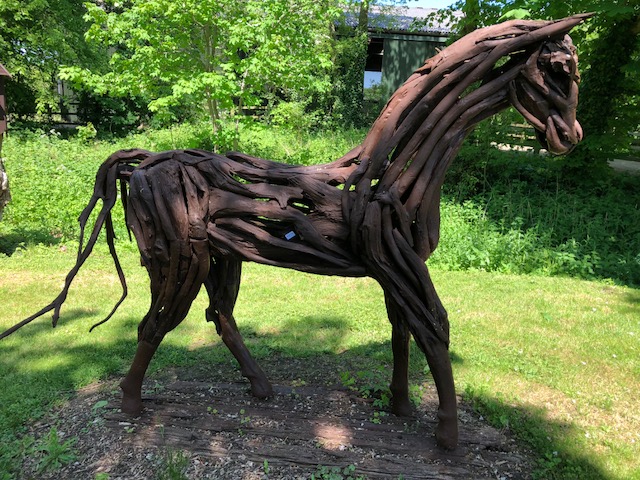 A full size equestrian statue formed fro