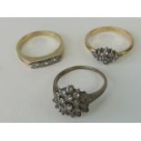 Three silver rings; one hallmarked with