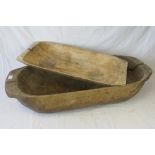 Two antique wooden flour trugs, measuring 70cm and 90cm respectively.