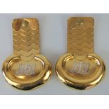 A pair of late 20th century gold plated fish scale type fixed shoulder boards each bearing GR