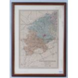 Map; Northamptonshire (South Sheet) 'Reduced from the ordnance survey, 47 x 31cm, framed and glazed.