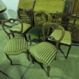A pair of Victorian mahogany loop back chairs, a pair of dining chairs, and another loop back chair.