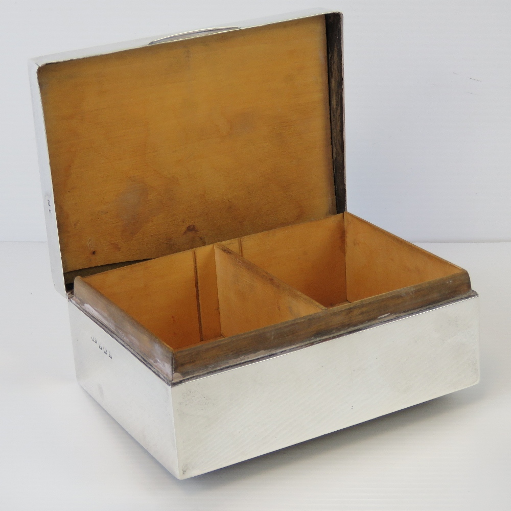 A HM silver cigar box of Art Deco design having cedarwood lining, a/f, Birmingham 1936 hallmark, - Image 4 of 5