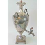 A large and impressive late 19th century silver plated hot water urn in the classical style