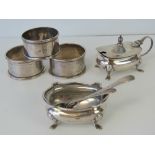 Pair of HM silver napkin rings and another HM silver napkin ring, all having Chester hallmarks,