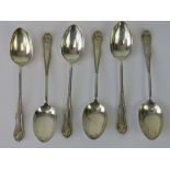 A set of six HM silver teaspoons with monogram to terminal, hallmarked Sheffield 1902, 4.92ozt.
