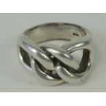 A heavy HM silver chain link ring, London hallmark, size P-Q.