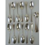 A set of twelve Victorian HM silver teaspoons having floral bouquet pattern to back,