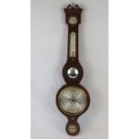 A good five glass late Georgian barometer having hydrometer, thermometer, bulls eye mirror,