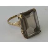 A vintage 9ct gold smoky quartz cocktail ring,
