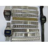 A gent's Seiko quartz digital chronograph wristwatch in stainless steel case,