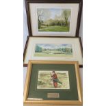 Three contemporary golfing themed prints, two signed by the artist.