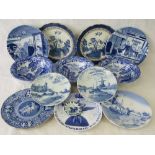 A quantity of blue and white ceramics including; three Copeland Spode Italian large bowls,