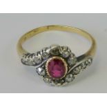 A vintage ruby and diamond ring,