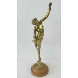 An early 20th centry gilt patinated statue of Ceres supported by one of the Anemoi, marked Sobre,