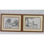 Nicholas Vander Putten; 'Study of Ewes' and 'Study of Bull in a Field', pencil sketches,