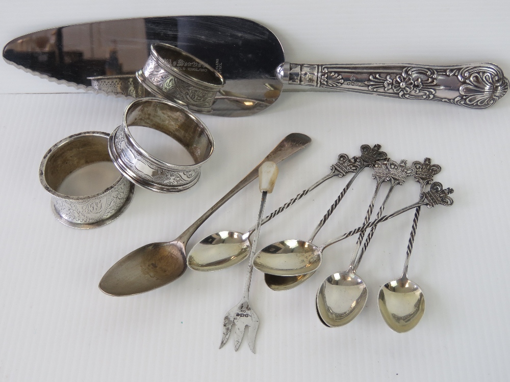 A set of six HM silver teaspoons having crown terminal, Birmingham 1896,