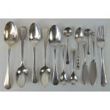A quantity of assorted HM silver flatware including three Georgian teaspoons, cake fork,