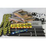 A large quantity of assorted Scalextric cars, trackside equipment, bridges, start grid,