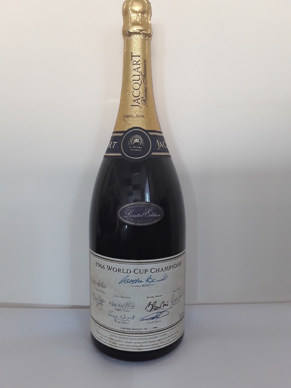 A rare commemorative Jacquart Reims (France) limited edition World Cup Magnum of champagne signed