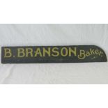 A vintage painted wooed bakery sign for B. Branson, 95cm.