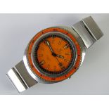 A Cyma 1500 Divingstar automatic wristwatch having orange dial and bezel, date aperture,