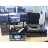 A Sony Hi-fi system comprising record deck, graphic equaliser, cassette deck and a CD player,