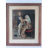 Victorian print; mother with young Naval Officer son,