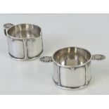 A delightful HM silver sugar and cream serving set having scallop shell design handles,