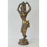 A brass figure of a Hindu goddess dancing (Parvati or Shiva?) standing 43cm high.