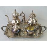 A large silver plated tea service by F.B.