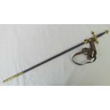 Masonic Regalia; a ceremonial sword having gilt metal hilt and pommel,