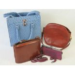 Two brown Italian leather handbags, each having zip closure and shoulder strap,