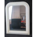 A contemporary arch top wall mirror having cream frame, 80 x 60cm.