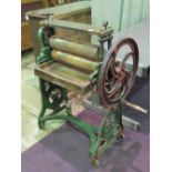 A superb and fully restored 'new duplex' hand cranked mangle complete with rollers,