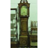 A 30hr mahogany and oak long case clock having arched top painted face marked John Eborall,