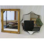 A contemporary rectangular mirror in gilt frame, 50 x 60cm,