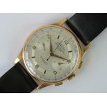 An 18ct gold Coresa 17 jewel chronograph wristwatch,