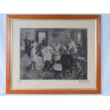 Print; monochromatic study of a Victorian wedding breakfast,