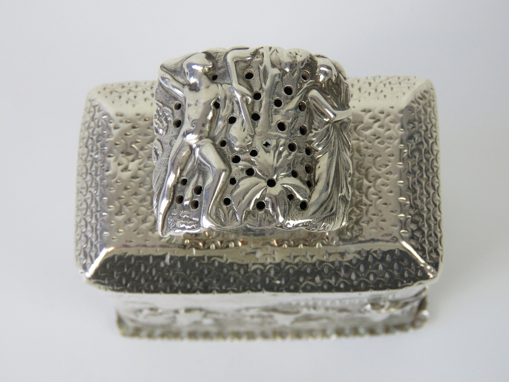 A rare and unusual HM silver pot pourri in the style of a tea caddy, - Image 4 of 5