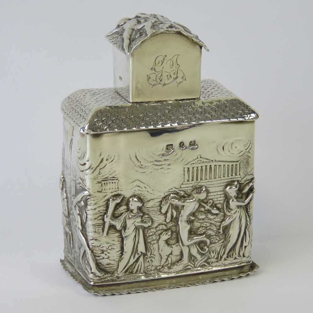 A rare and unusual HM silver pot pourri in the style of a tea caddy, - Image 5 of 5