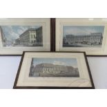Three 19thC hand coloured engravings of scenes of London,