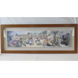 The World of Peter Rabbit; a rare framed giclee dated 2000 and being 8 of 295, 28 x 109cm.