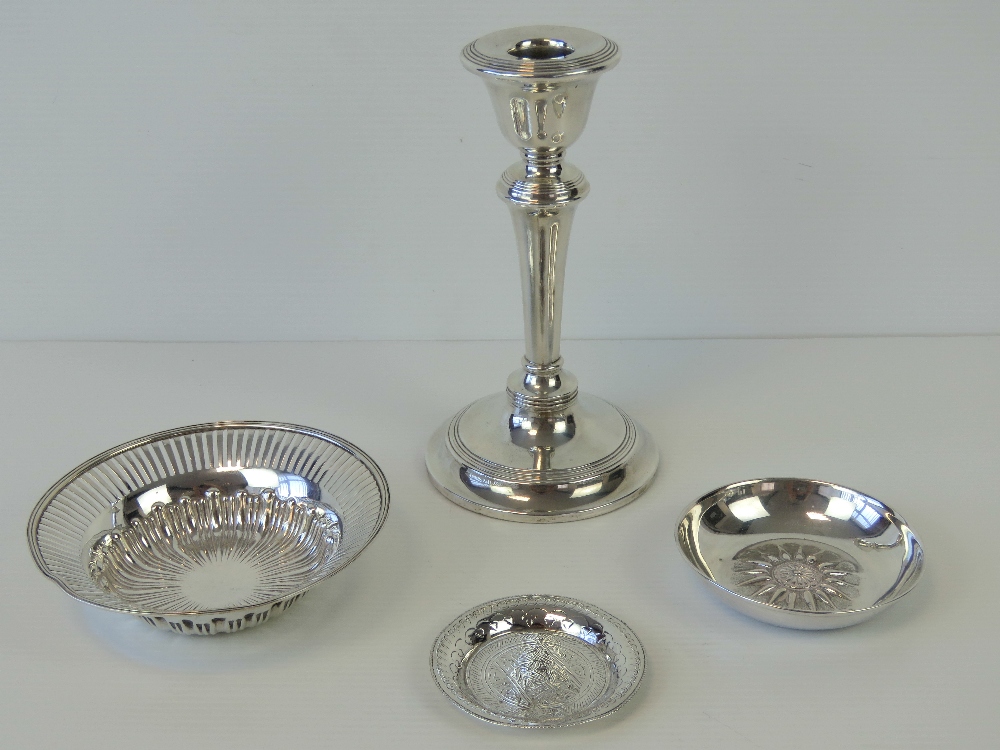 A HM silver single candlestick standing 16.5cm high.