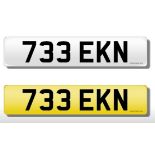 Registration Plate '733 EKN' on retention. Reduced buyers premium 15.5% + VAT. SIA.